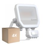 Multipack 4x Ledvance Proyector LED Aluminium Blanco 17W 2200lm 100D - 830 Luz Cálida | IP65 - Sensor De Movimiento Y Luz - Simétrico