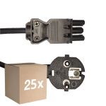 Multipack 25x Noxion GST - Compatible Cable de alimentación Negro - Hembra + Schuko Europlug - 3m - 3 pole 0.75mm2