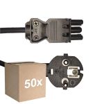 Multipack 50x Noxion GST - Compatible Cable de alimentación Negro - Hembra + Schuko Europlug - 3m - 3 pole 0.75mm2